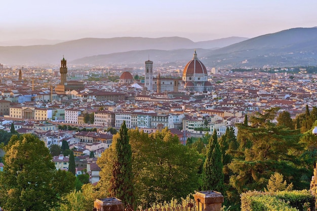 Katedra we Florencji w mieście na tle nieba