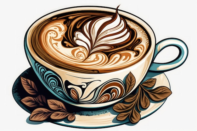 Kawa na białym tle Latte Art