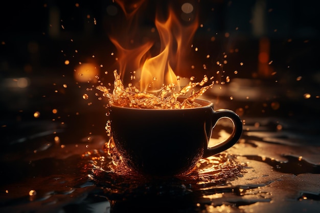 Kawa Napój sporządzony z palonych ziaren kawy Ciemno zabarwiony gorzki i lekko kwaśny pobudzający wpływ na ludzi Gorące napoje Filiżanka kawy Arabika Ziarna kofeiny Generative AI