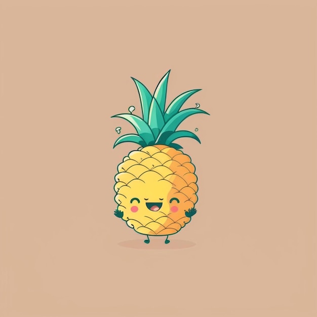 Kawaii ananas śmieszne warzywa postać z kreskówki wektor ilustracja