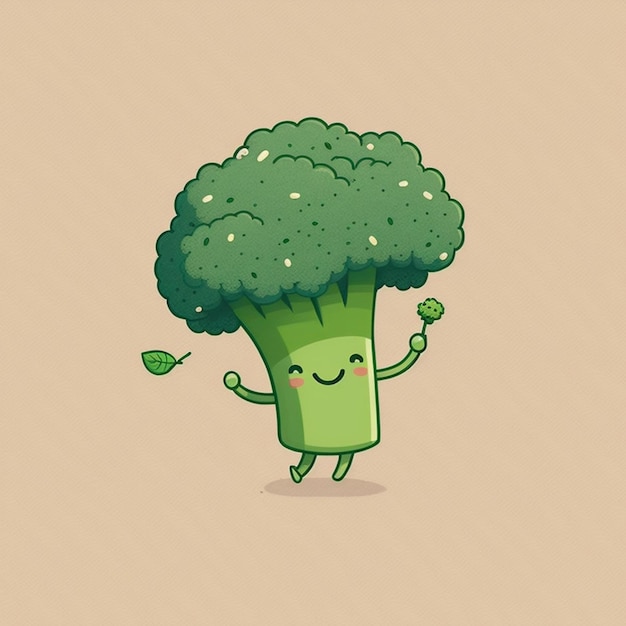 Zdjęcie kawaii brokuły śmieszne warzywa postać z kreskówki wektor ilustracja