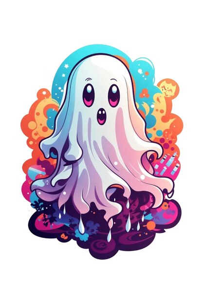 Zdjęcie kawaii ghost halloween grafika białe tło