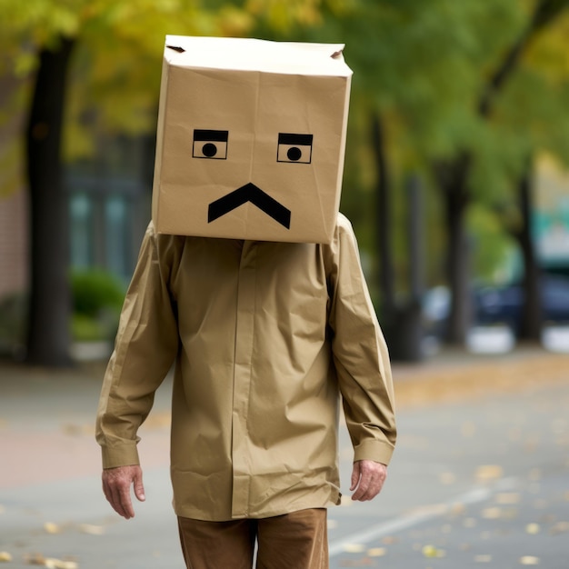 Zdjęcie kawaiipunk cardboard man wizualna gra w fotografii ulicznej