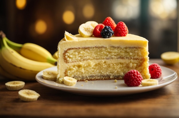 Kawałek ciasta o smaku bananowym