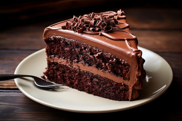 Kawałek ciasta z glazurą czekoladową i kawałek ciastka na talerzu