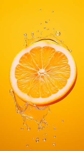 Zdjęcie kawałek pomarańczy jest rozsypany wodą