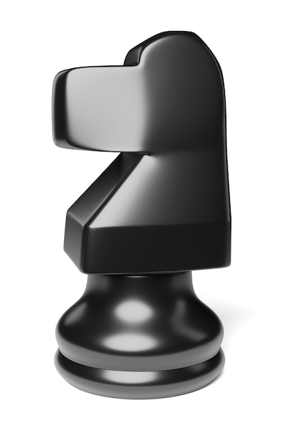 Kawałek rycerza szachy czarny na białym tle ilustracji renderowania 3D