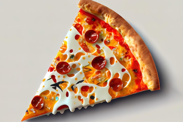 Kawałek świeżej włoskiej klasycznej oryginalnej Pepperoni Pizza Generative Ai