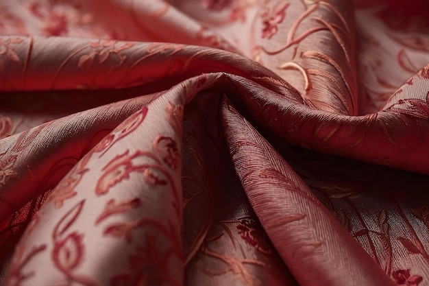 Kawałek tkaniny z wzorem tkaniny jest złożony i ma błyszczącą teksturę