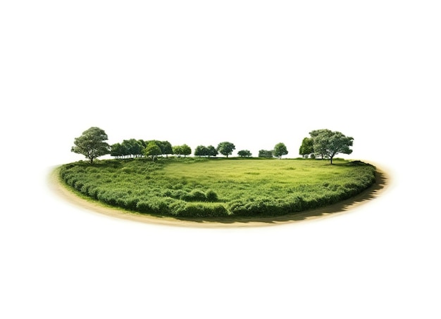 Kawałek ziemi z polem trawy i drzewami Skład Pływająca wyspa z zieloną trawą i drzewami