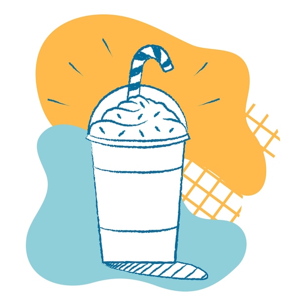 Kawiarnia naklejka png uroczy frappe ilustracja doodle