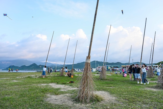 Keelung City Tajwan 14 września 2019 r. Miotła kociołkowa w parku Chaojing