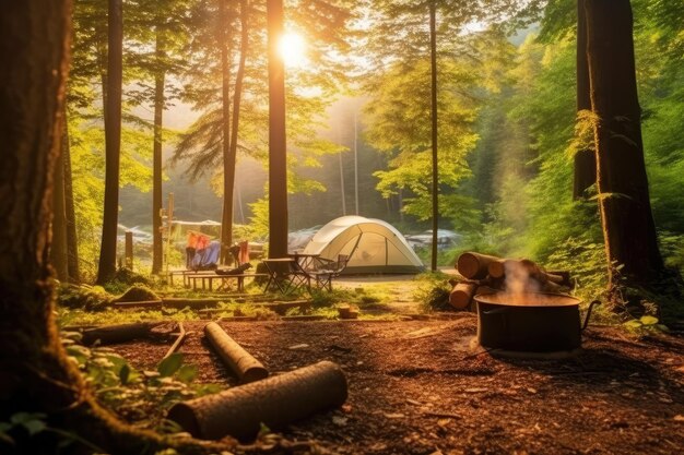 kemping na plaży o porannym widoku reklamowa fotografia krajobrazowa