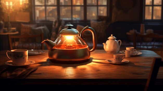 Kettle Dining Table Image Awesome Picture Ai generowana sztuka