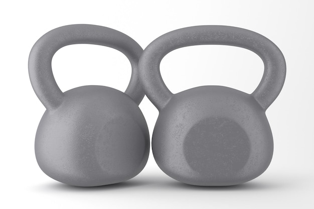 Kettlebells z przodu na białym tle