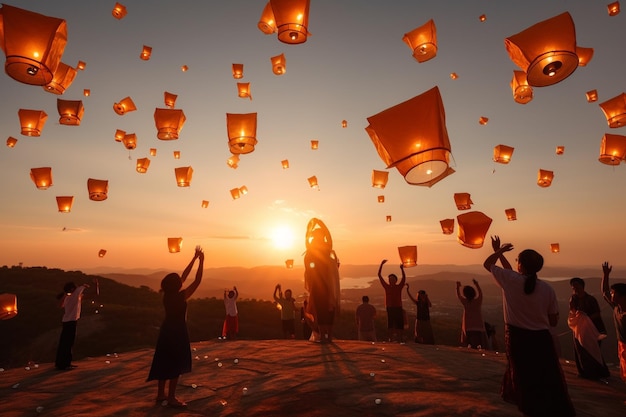 Khom Loy i Khom Fai Sky Lanterns w Tajlandii