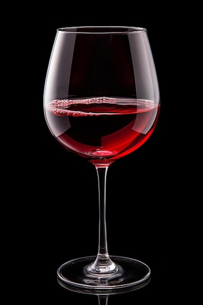 Zdjęcie kieliszek czerwonego wina na czarnym tle