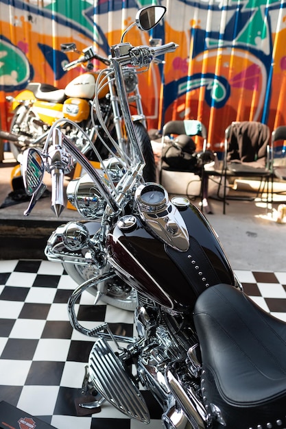 Kijów Ukraina 13 września 2014 HarleyDavidson custombike niestandardowy motocykl lub chopper