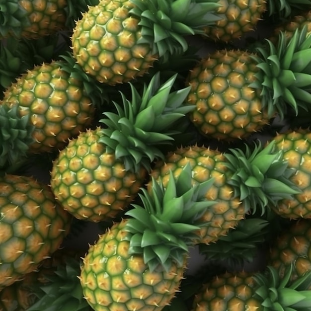 Kilka ananasów jest ułożonych jeden na drugim
