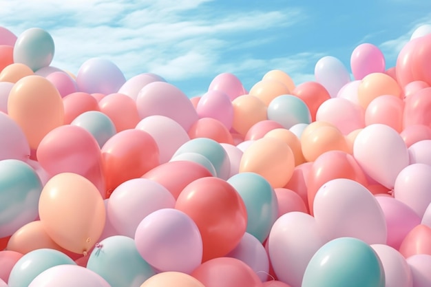Kilka balonów na niebie z niebem w tle