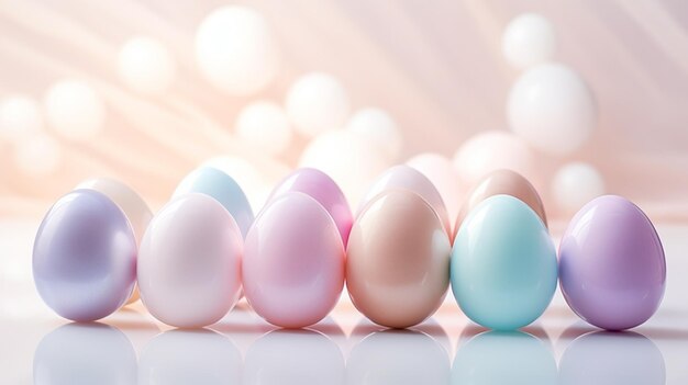 Kilka jaj jest ustawionych w rzędzie na stole generatywny ai
