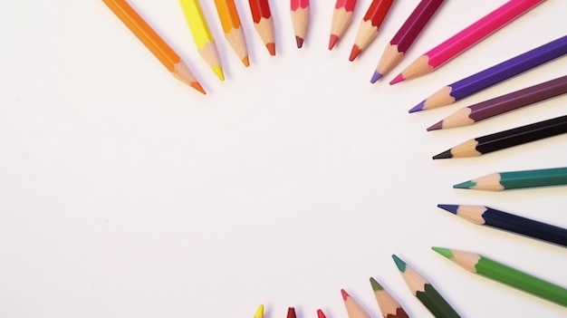 Kilka kolorowych ołówków na białym tle generatywna ai