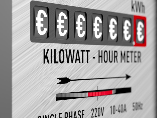 Kilowatogodzinny licznik elektryczny na białym tle Izolowana ilustracja 3D