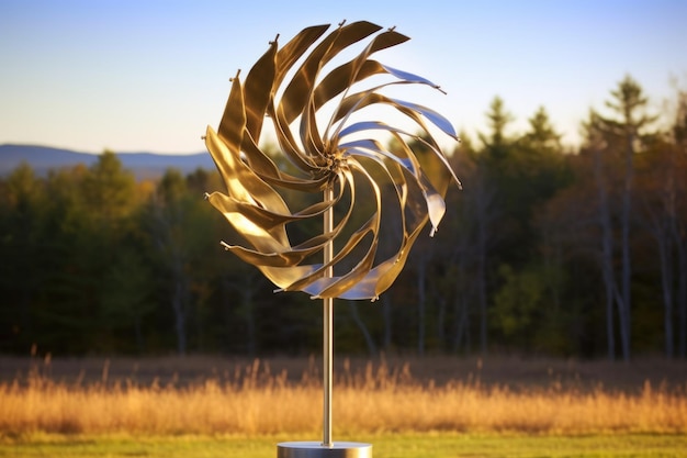 Zdjęcie kinetyczna rzeźba wiatru poruszająca się wdzięcznie na świeżym powietrzu stworzona za pomocą generatywnej sztucznej inteligencji