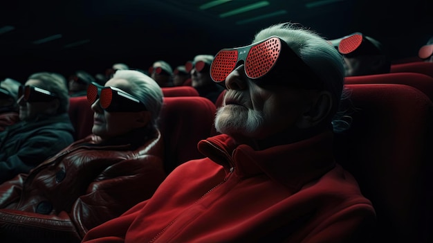 kino dla starszych gości, aby obejrzeć film w stylu przypominającym retro sci-fi