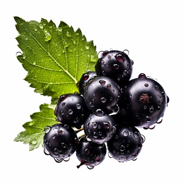 Kiść czarnych winogron z kropelkami wody