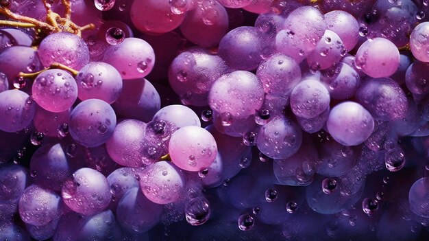 Kiść fioletowych winogron ze słowem winogrona na dole