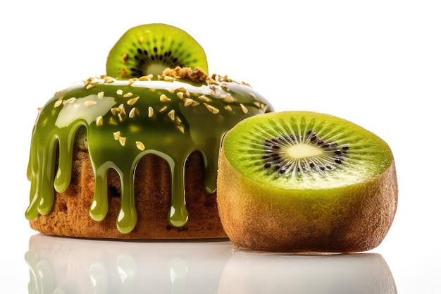 Kiwi Tort Zielony Owoc Kawałek Deseru Zielony Galaretka Ciasto Kiwi Tarta Abstrakcyjna Generatywna Ilustracja AI