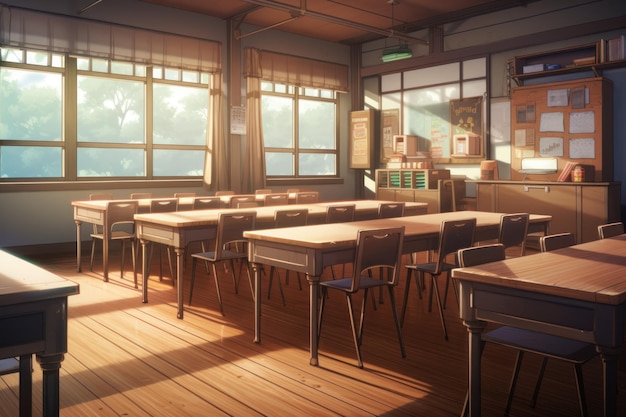 Klasy krzesło anime gra powieści wizualnej Pokój edukacyjny Generuj Ai