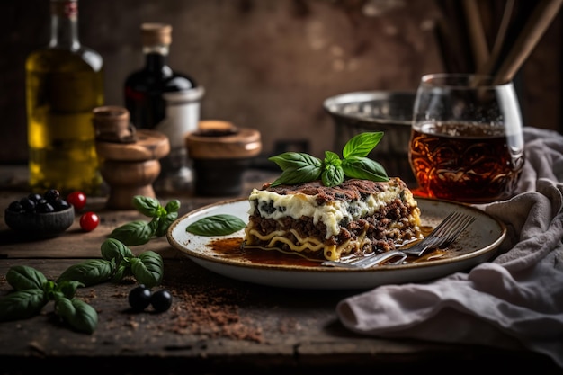 Klasyczna i tradycyjna dekoracja kuchni włoskiej Tortille z mąki makaronowej parmezan i sery Kreatywne i świetne autentyczne serwery