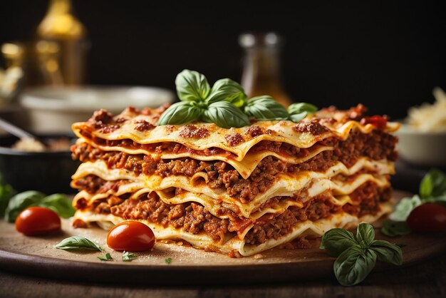 Zdjęcie klasyczna lasagne z sosem bolońskim