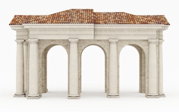 Klasyczna pergola z kolumnami Wysoka rozdzielczość fotorealistyczne renderowanie 3D izolowane