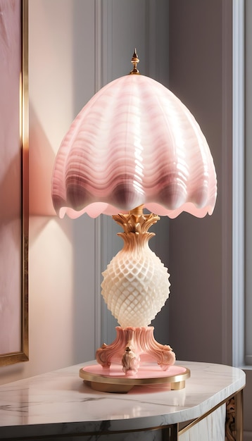 klasyczna różowa ceramiczna lampa stołowa