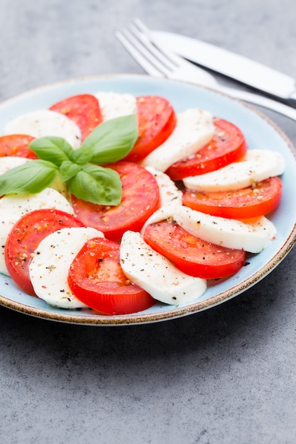 Klasyczna sałatka caprese. Pomidory Mozzarella i Basilikum.