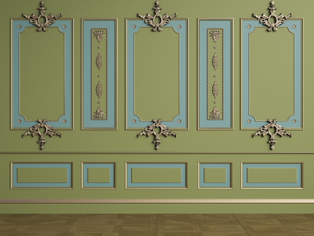 Zdjęcie klasyczna ściana wewnętrzna z listwami