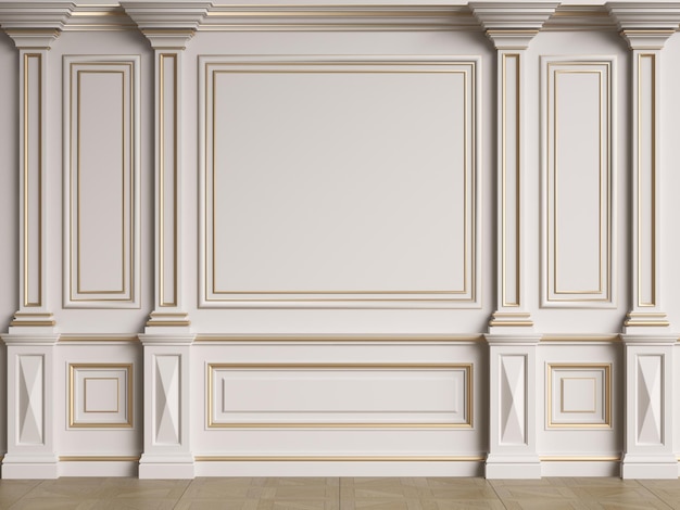 Zdjęcie klasyczna wewnętrzna ściana z kształtami ilustracja cyfrowa3d rendering