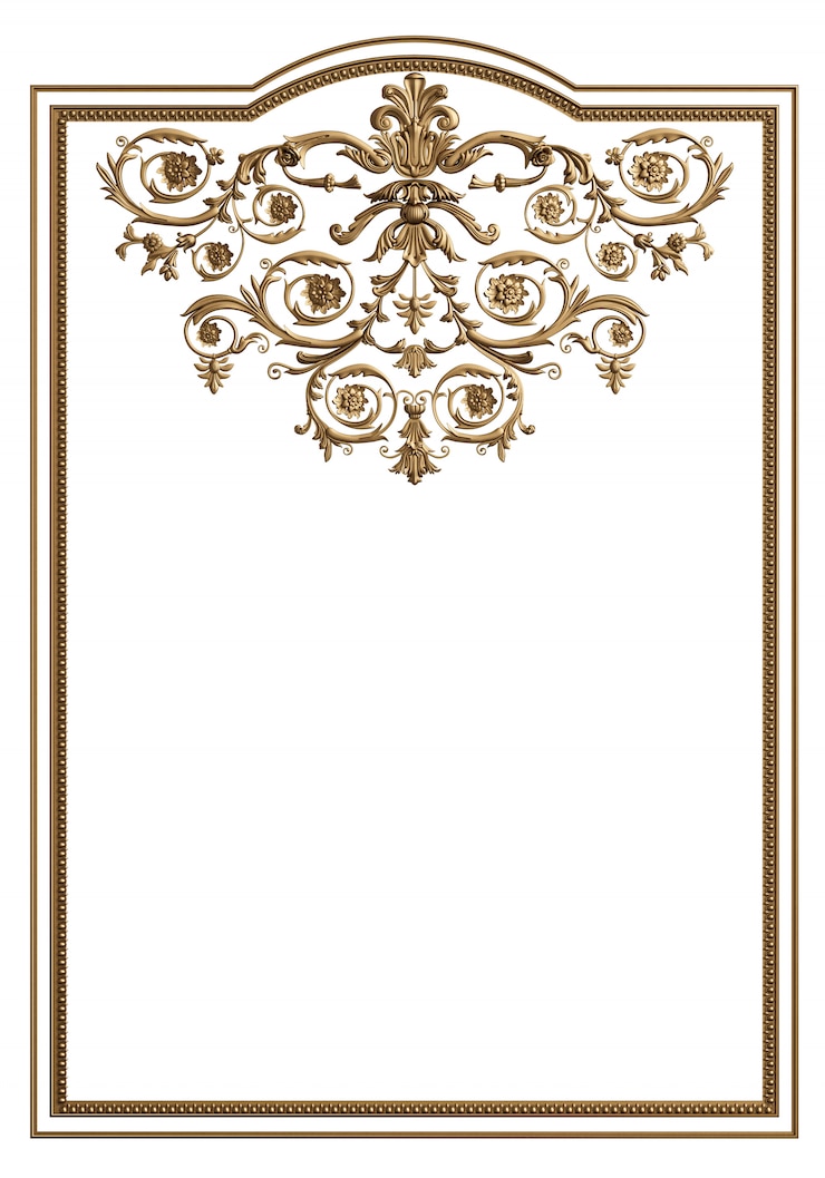 Zdjęcie klasyczna złota rama z wystroju ornament na białym tle