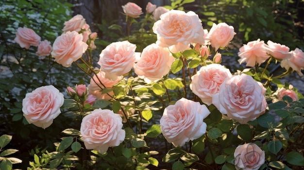 Klasyczne i eleganckie róże w ogrodzie wygenerowane przez sztuczną inteligencję