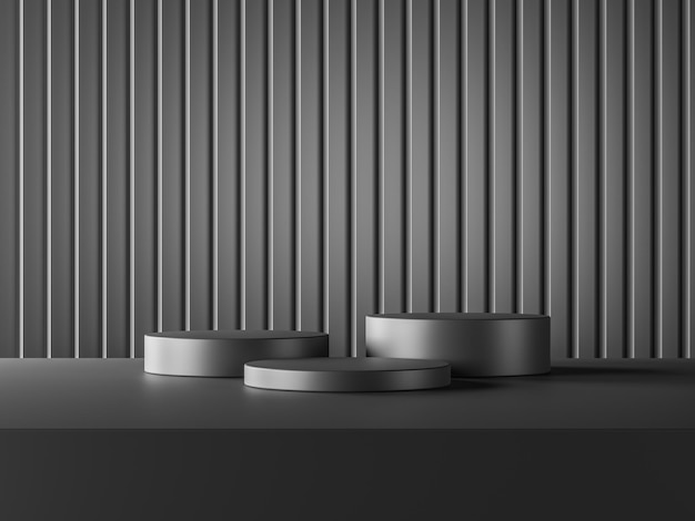 Klasyczne luksusowe tło kosmetyczne czarne podium do prezentacji marki i produktu ilustracja renderowania 3D