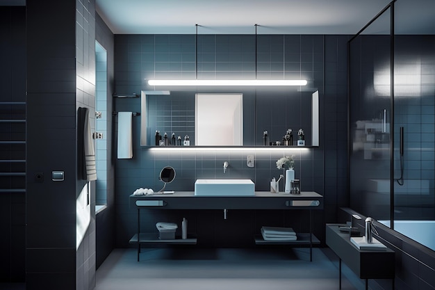 Klasyczne wnętrze łazienki w luksusowym domu generowanym przez sztuczną inteligencję