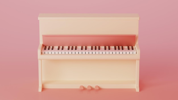 Klasyczny fortepian na różowym tle Renderowanie 3D