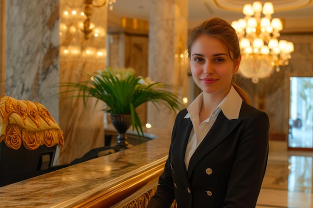 Klasyczny hotelowy concierge zapewniający najlepszą obsługę klienta