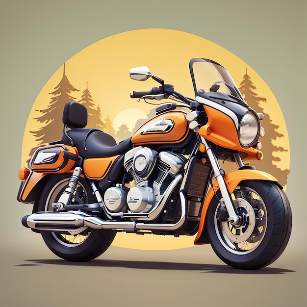 Klasyczny motocykl kreskówki wektorowy ikona ilustracja płaski styl kreskówki