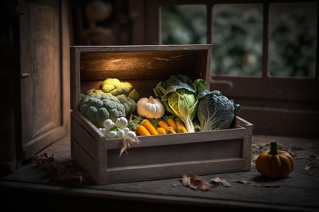 Klatka piersiowa z warzywami ilustracji do przechowywania żywności Generative AI