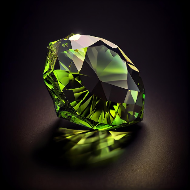 Klejnot kryształ zielony oliwin odizolowany na czarnym tle
