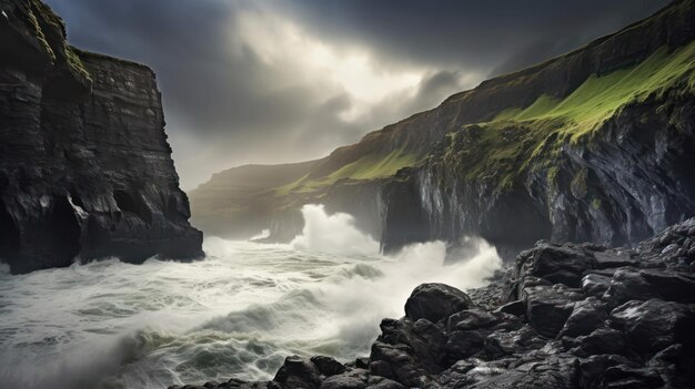 Zdjęcie klif przybrzeżny i serenada fal morskich